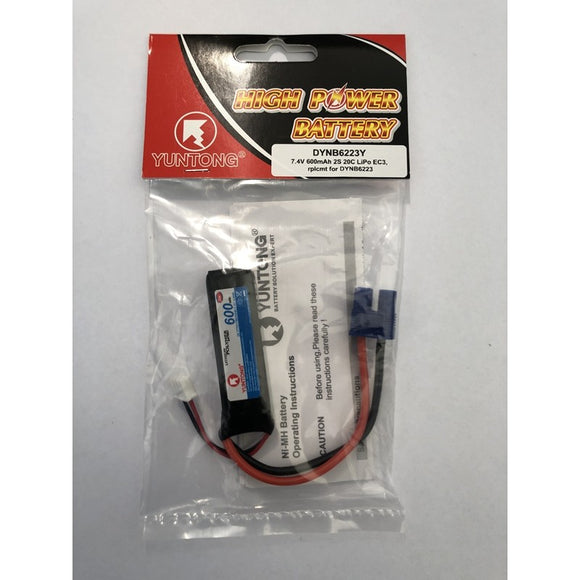 7.4V 600mAh 2S 20C LiPo EC3 Suits Sprint Jet (Replaces DYNB6223)